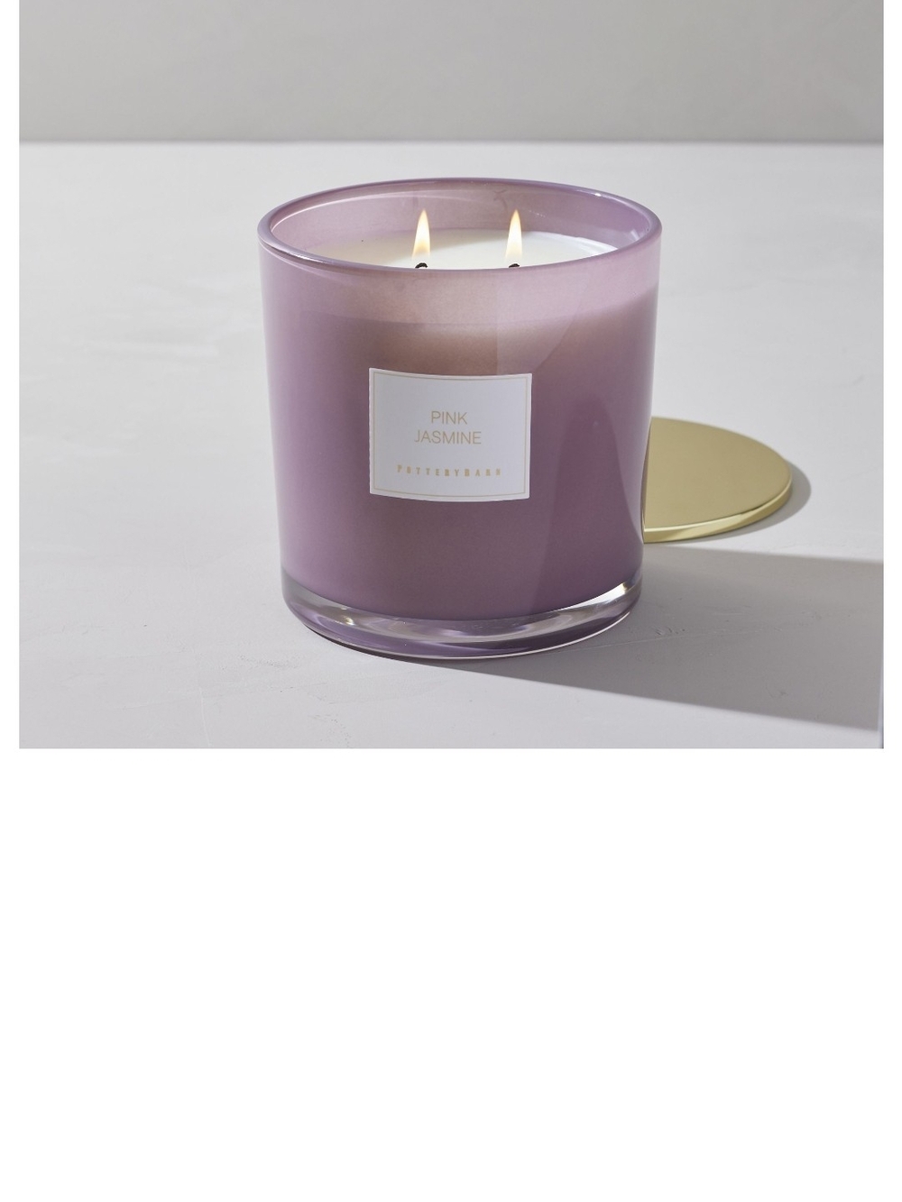 Pottery Barn Pink Jasmine Scented Large Candle in Lavender Glass 22oz
